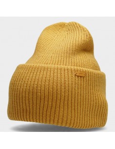 4F Beanie Γυναικείος Σκούφος με Rib Πλέξη Mustard H4Z22-CAD007-71S
