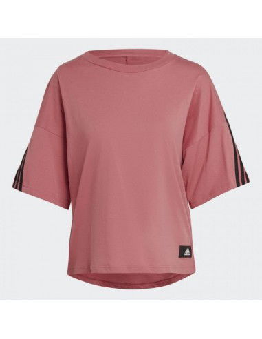 Adidas Γυναικείο Αθλητικό T-shirt Ριγέ Μπορντό HK0494