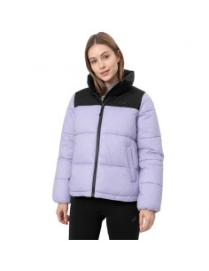 4F Κοντό Γυναικείο Puffer Μπουφάν για Χειμώνα Μωβ H4Z22-KUDP014-51S