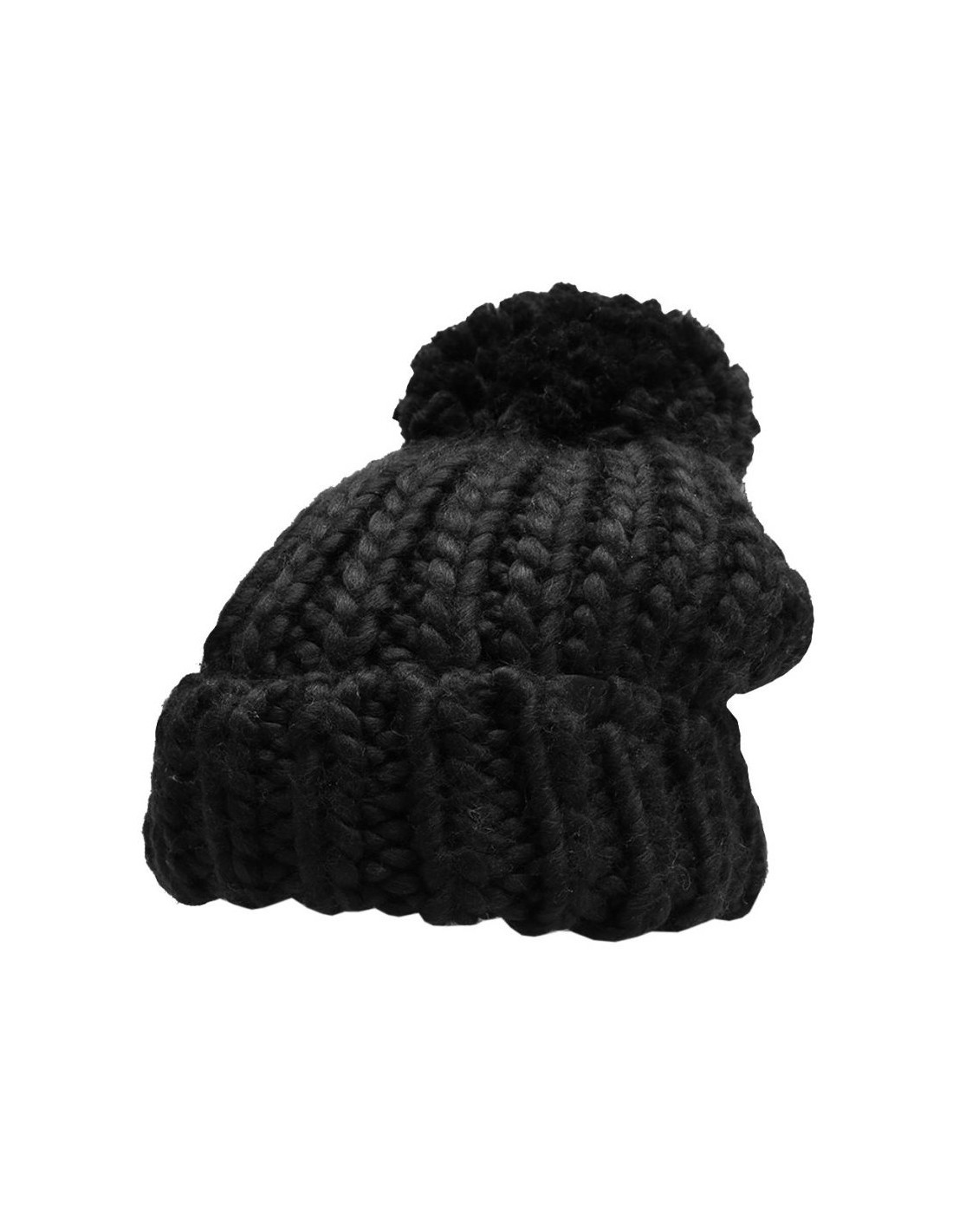 4F Pom Pom Beanie Γυναικείος Σκούφος Πλεκτός σε Μαύρο χρώμα H4Z22-CAD013-20S