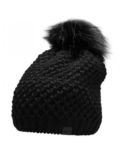 4F Pom Pom Beanie Γυναικείος Σκούφος Πλεκτός σε Μαύρο χρώμα H4Z22-CAD014-20S