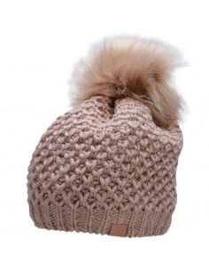 4F Pom Pom Beanie Γυναικείος Σκούφος Πλεκτός σε Ροζ χρώμα H4Z22-CAD014-56S