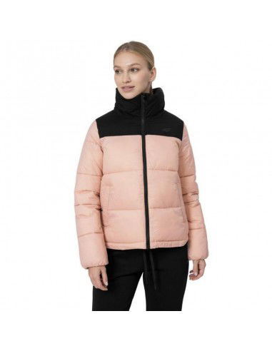 4F Κοντό Γυναικείο Puffer Μπουφάν για Χειμώνα Coral H4Z22-KUDP014-65S