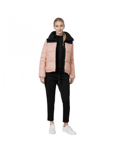 4F Κοντό Γυναικείο Puffer Μπουφάν για Χειμώνα Coral H4Z22-KUDP014-65S