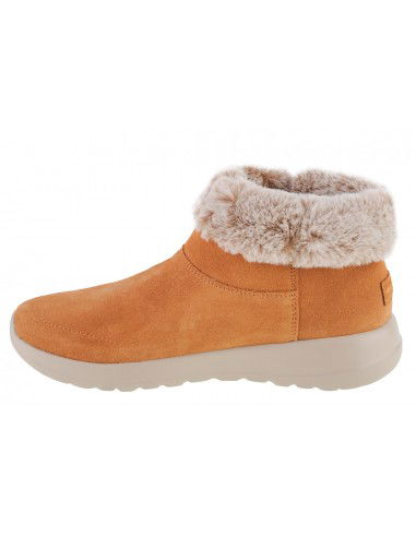 Skechers Go Joy Suede Γυναικεία Μποτάκια με Γούνα Καφέ 144003-CSNT