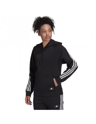 Adidas Sportswear Future Icons 3-Stripes Γυναικεία Φούτερ Ζακέτα με Κουκούλα Μαύρη H57287