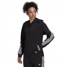 Adidas Sportswear Future Icons 3-Stripes Γυναικεία Φούτερ Ζακέτα με Κουκούλα Μαύρη H57287
