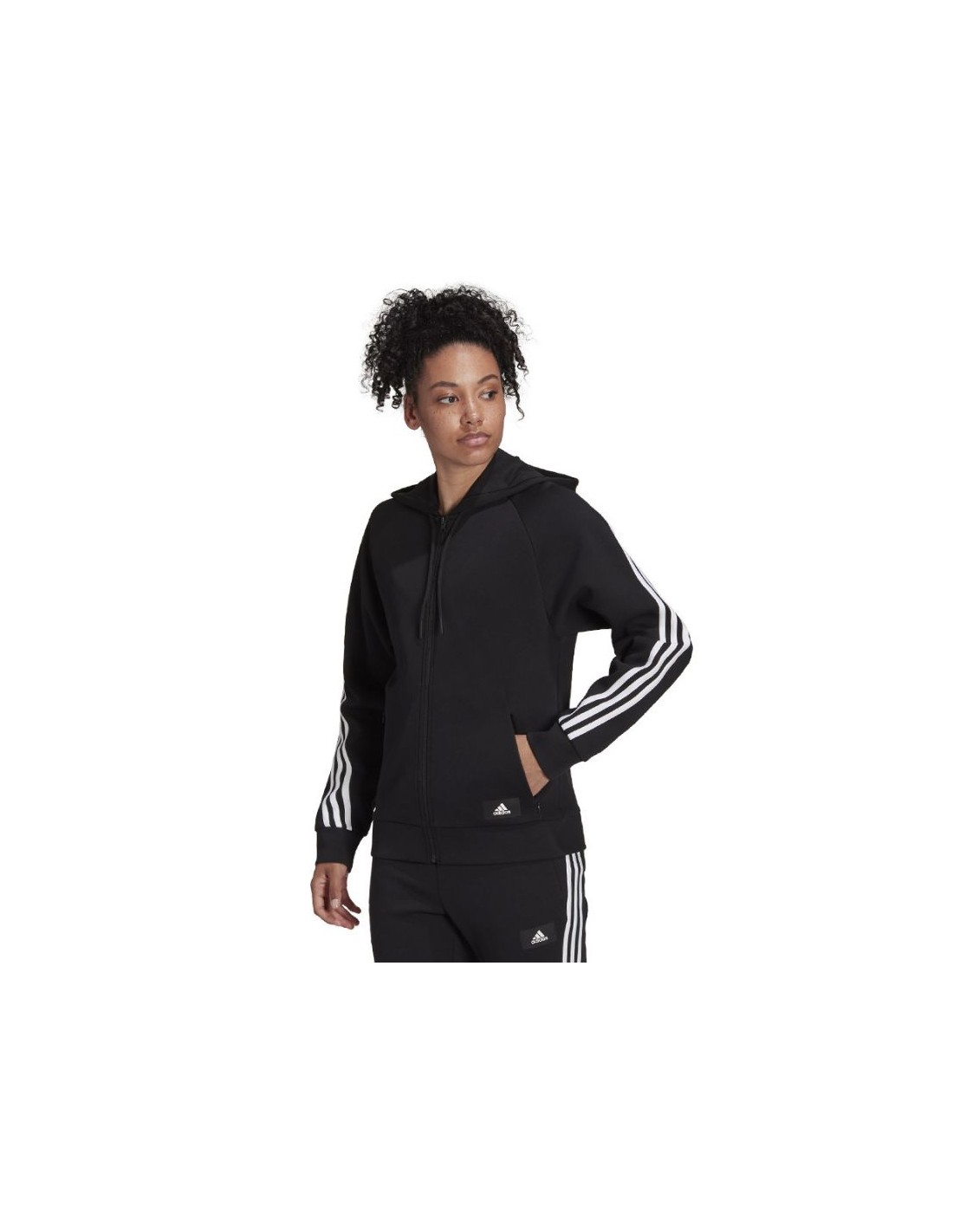 ADIDAS PERFORMANCE Adidas Sportswear Future Icons 3-Stripes Γυναικεία Φούτερ Ζακέτα με Κουκούλα Μαύρη H57287