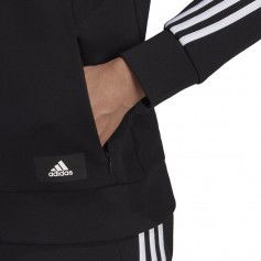Adidas Sportswear Future Icons 3-Stripes Γυναικεία Φούτερ Ζακέτα με Κουκούλα Μαύρη H57287