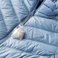 Iguana Blanca Κοντό Γυναικείο Puffer Μπουφάν για Χειμώνα Γαλάζιο 92800395864