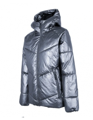 4F Κοντό Γυναικείο Puffer Μπουφάν για Χειμώνα Γκρι H4Z22-KUDP010-32S