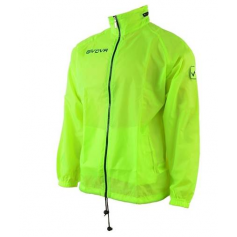 Givova Rain Basico RJ001 Ανδρικό Μπουφάν Αδιάβροχο και Αντιανεμικό Yellow Fluo