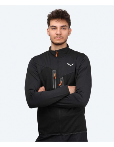 Salewa Ortles Merino Ανδρική Ζακέτα με Φερμουάρ Μαύρη 28178-0910