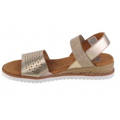 Skechers Desert Kiss Καλοκαιρινές Γυναικείες Πλατφόρμες Χρυσές 113557-CHMP