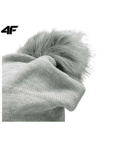 4F Pom Pom Beanie Ανδρικός Σκούφος Πλεκτός σε Γκρι χρώμα H4Z22-CAD009-27M