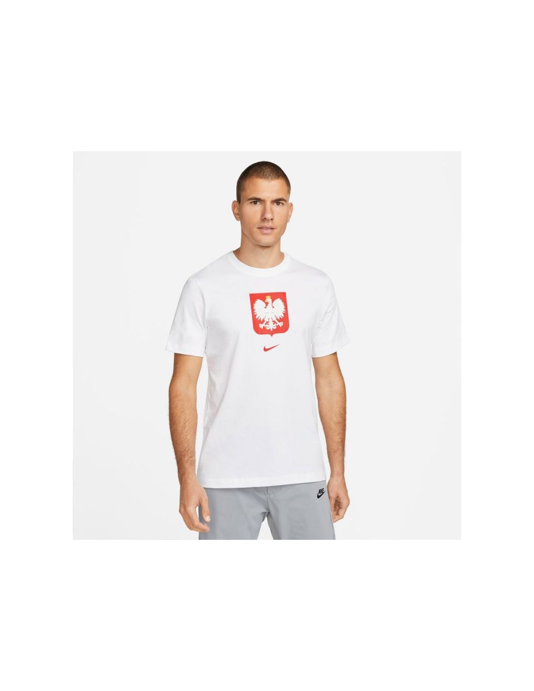 Nike Poland Crest Ανδρικό T-shirt Λευκό με Στάμπα DH7604-100