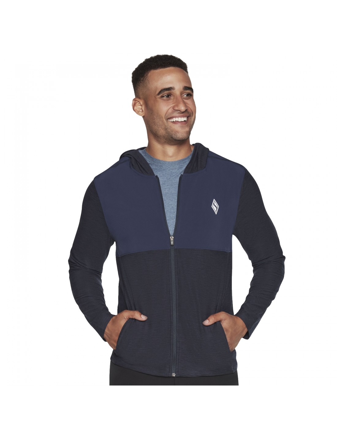 Skechers Ultra Go Lite Ανδρική Φούτερ Ζακέτα με Κουκούλα και Τσέπες Navy Μπλε MJA268-NVY