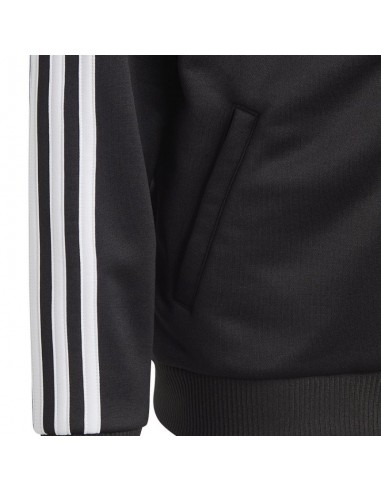 Adidas Αθλητική Παιδική Ζακέτα Φούτερ με Κουκούλα Μαύρη 3 Stripes HY1102