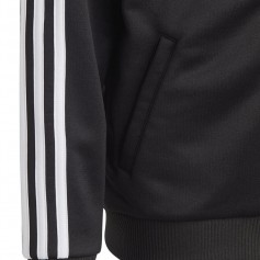 Adidas Αθλητική Παιδική Ζακέτα Φούτερ με Κουκούλα Μαύρη 3 Stripes HY1102