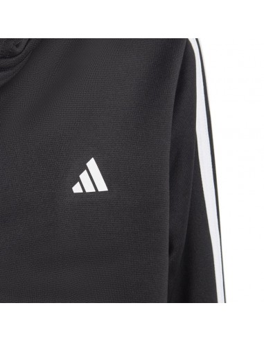 Adidas Αθλητική Παιδική Ζακέτα Φούτερ με Κουκούλα Μαύρη 3 Stripes HY1102