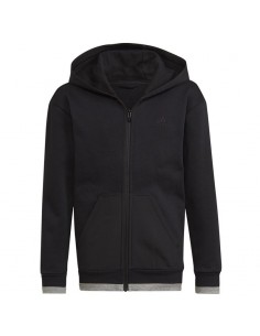 Adidas Αθλητική Παιδική Ζακέτα Φούτερ Fleece με Κουκούλα Μαύρη All SZN HN6182