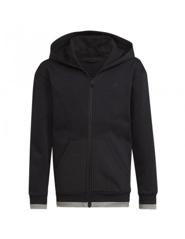Adidas Αθλητική Παιδική Ζακέτα Φούτερ Fleece με Κουκούλα Μαύρη All SZN HN6182