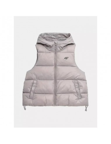 4F Κοντό Γυναικείο Αμάνικο Puffer Μπουφάν Μπεζ 4FSS23TDJAF092-82S