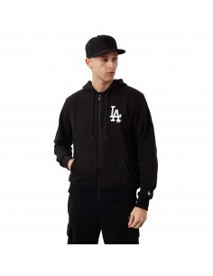 New Era Los Angeles Dodgers League Essential Ανδρική Φούτερ Ζακέτα με Κουκούλα και Τσέπες Μαύρη 60284775