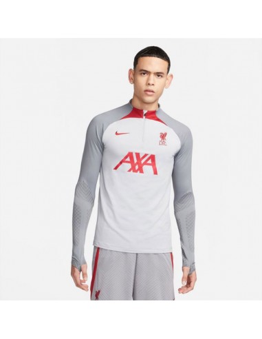 Nike Liverpool FC Strike Ανδρική Μπλούζα με Φερμουάρ Μακρυμάνικη Γκρι DR4622-015