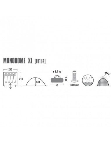 High Peak Monodome XL Σκηνή Camping Igloo Μπλε 3 Εποχών για 4 Άτομα 210x240x130εκ. 10164