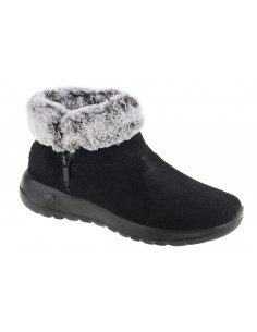 Skechers On The Go Joy Savvy Suede Γυναικεία Μποτάκια με Γούνα Μαύρα 144003-BKGY