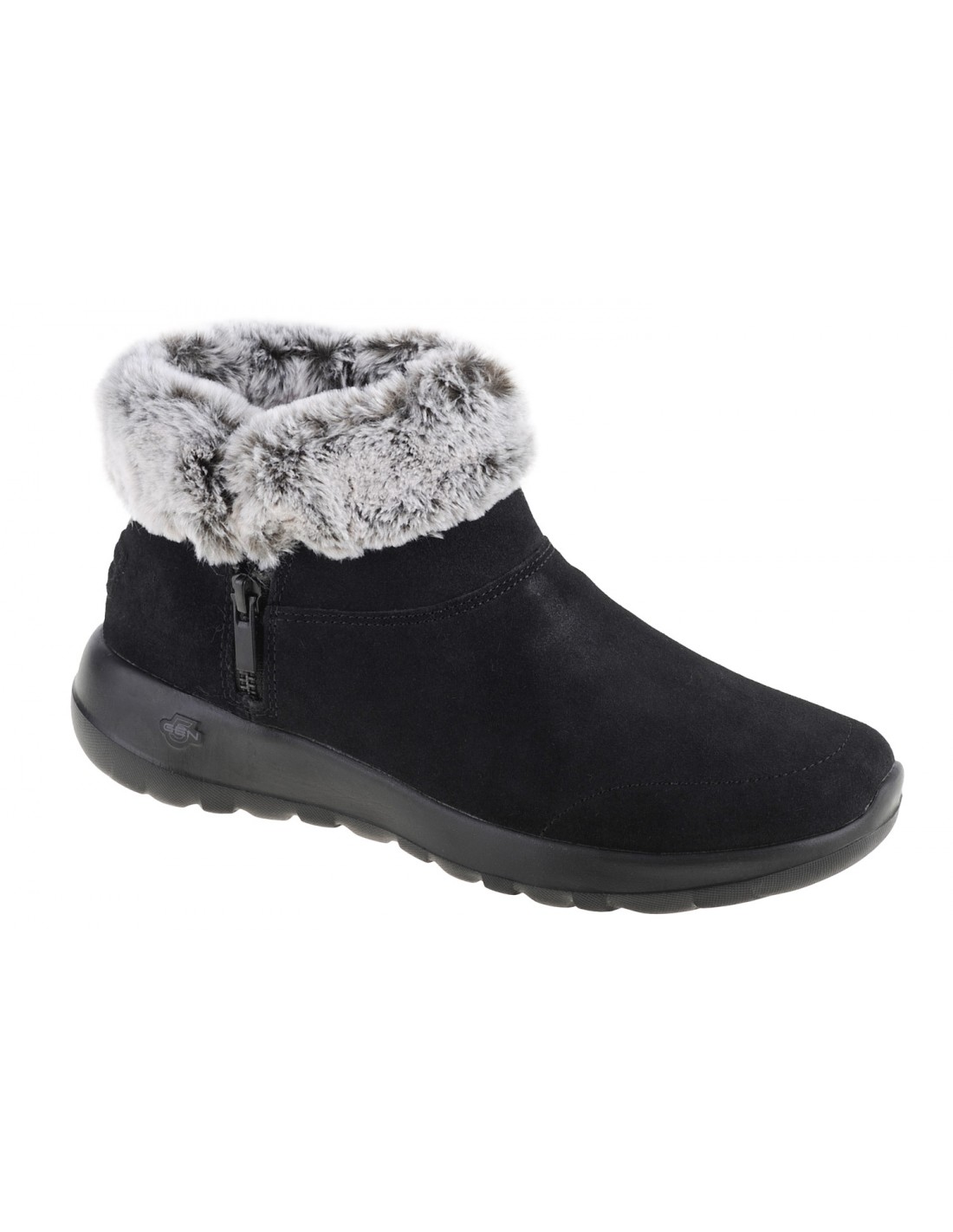 Skechers On The Go Joy Savvy Suede Γυναικεία Μποτάκια με Γούνα Μαύρα 144003-BKGY