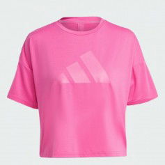 Adidas Train Icons 3 Bar Logo Γυναικείο Αθλητικό T-shirt Fast Drying Ροζ HS2345