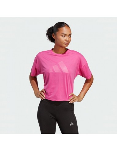 Adidas Train Icons 3 Bar Logo Γυναικείο Αθλητικό T-shirt Fast Drying Ροζ HS2345