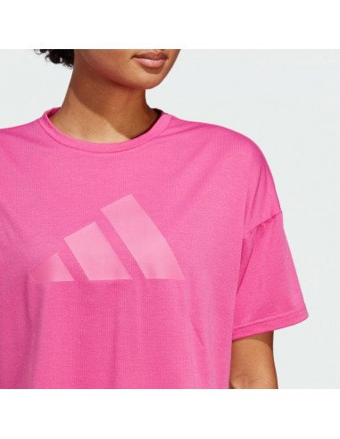 Adidas Train Icons 3 Bar Logo Γυναικείο Αθλητικό T-shirt Fast Drying Ροζ HS2345