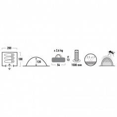 High Peak Beaver 3 Σκηνή Camping Igloo Μπλε 3 Εποχών για 3 Άτομα 200x180x120εκ. 10167