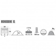 High Peak Monodome Σκηνή Camping Igloo Μαύρη 3 Εποχών για 4 Άτομα 240x210x130εκ. 10310