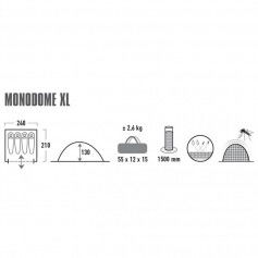 High Peak Monodome Σκηνή Camping Igloo Μαύρη 3 Εποχών για 4 Άτομα 240x210x130εκ. 10310