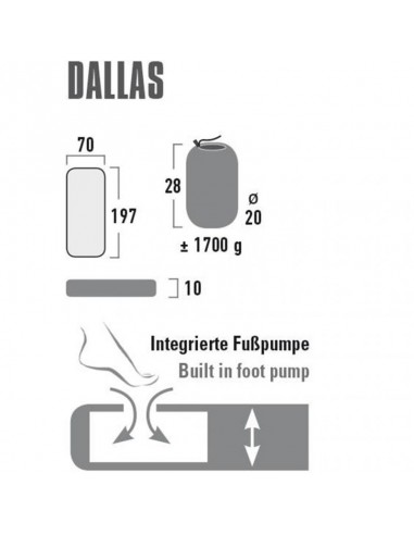 High Peak Dallas Μονό Υπόστρωμα Camping 197x70cm Πάχους 10cm σε Κίτρινο χρώμα