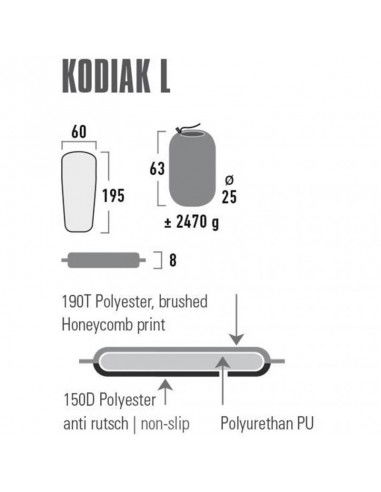 High Peak Kodiak L Αυτοφούσκωτο Μονό Υπόστρωμα Camping Πάχους 8cm σε Μαύρο χρώμα