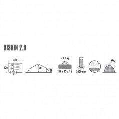 High Peak Siskin 2.0 Σκηνή Camping Ορειβασίας Χακί 4 Εποχών για 2 Άτομα Αδιάβροχη 3000mm 230x120x90εκ. 10184