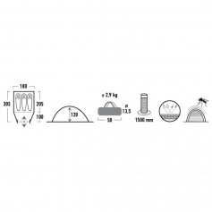 High Peak Ontario 3 Σκηνή Camping Igloo Μπλε 3 Εποχών για 3 Άτομα 180x205x120εκ. 10171