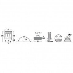 High Peak Ontario 3 Σκηνή Camping Igloo Μπλε 3 Εποχών για 3 Άτομα 180x205x120εκ. 10171