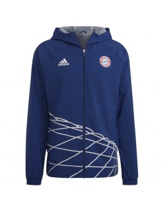 Adidas FC Bayern Graphic Ανδρικό Χειμωνιάτικο Μπουφάν Αντιανεμικό Victory Blue HT8828