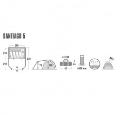 High Peak Santiago 5.0 Χειμερινή Σκηνή Camping Igloo Γκρι για 5 Άτομα 430x290x200εκ. 11802