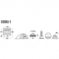 High Peak Kiruna 4 Σκηνή Camping Igloo με Διπλό Πανί 3 Εποχών για 4 Άτομα 240x300x130εκ. 10309