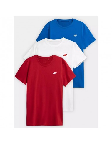 4F 3Pak Ανδρικό T-shirt Κοντομάνικο Μπλε/Λευκό/Κόκκινο 4FWSS23TTSHM1231-91S