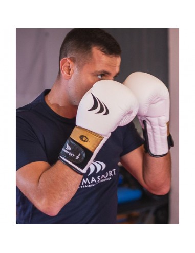 Yakimasport Lion 100342 Γάντια Πυγμαχίας από Συνθετικό Δέρμα για Αγώνα Λευκά