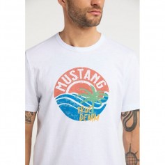 Mustang Ανδρικό T-shirt Κοντομάνικο Λευκό 1009534 2045