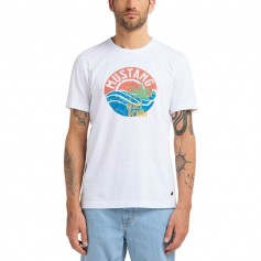 Mustang Ανδρικό T-shirt Κοντομάνικο Λευκό 1009534 2045